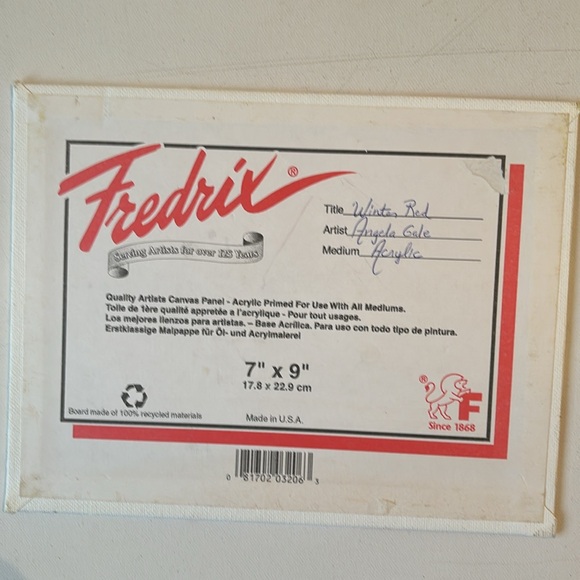 7 x 9 inch Red Cardinal bird original thin acrylic painting on canvas tree - Picture 4 of 4